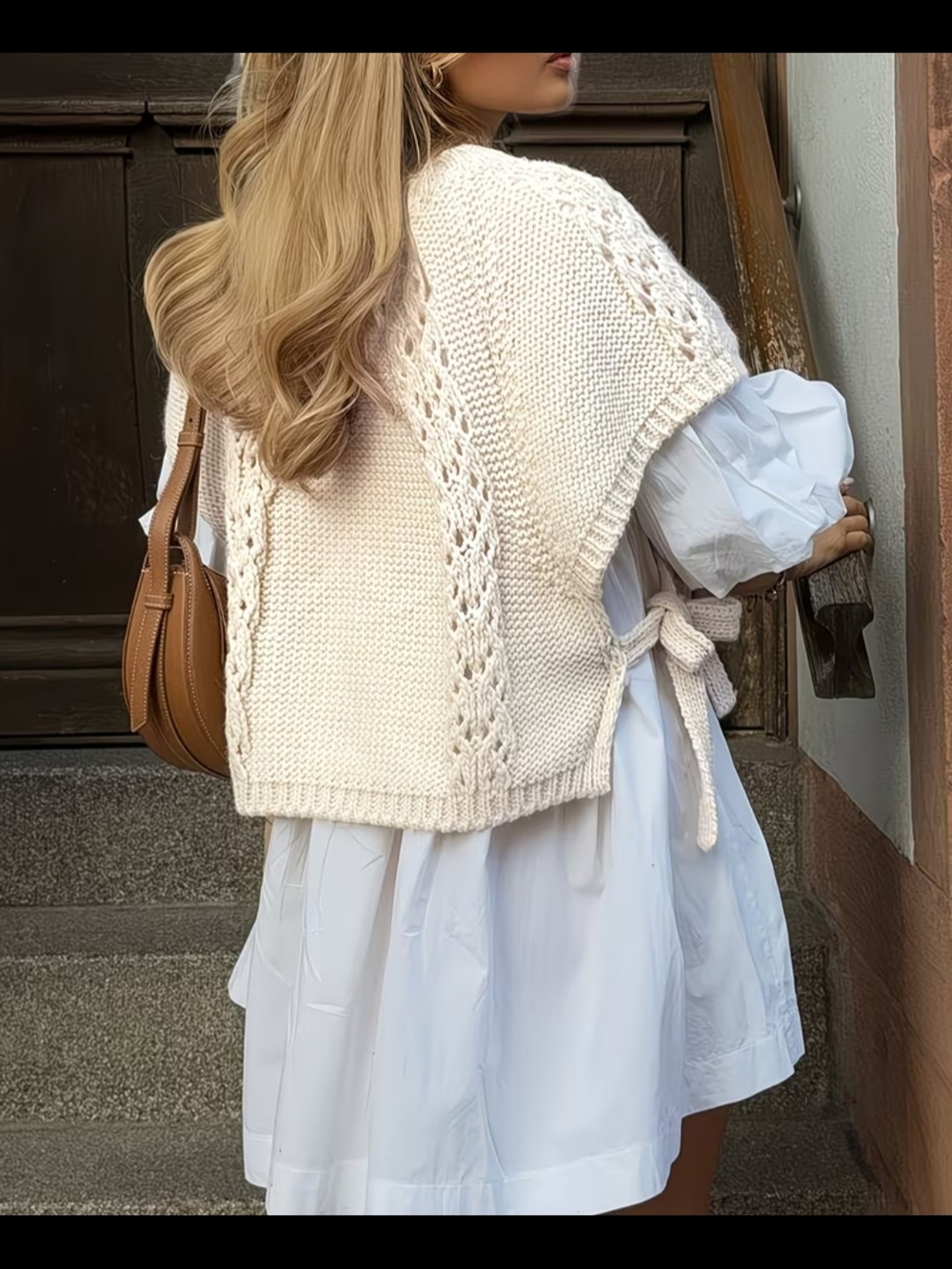 Cream Knit Tie-Side Tunic Top - Brand - Picture 2 of 5